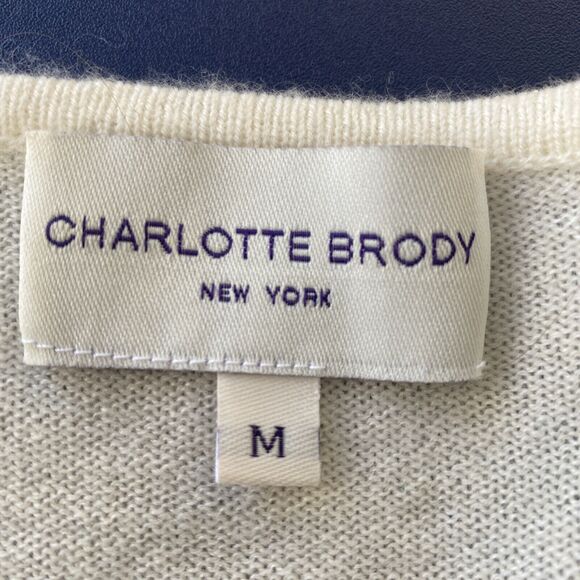 Charlotte Brody Cashmere Sweater Womens M Cream Bell Sleeve Minimalist Luxe - Picture 9 of 10